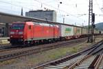 DB 185 182 hauls the Ambrogio-shuttle through Koblenz Hbf on 27 April 2018. 