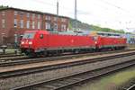 DB 185 297 hauls a class 189 through Trier on 28 April 2018. 