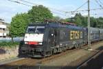 On 9 August 2013 Captrain 189 115 with coal train passes through Boxtel due to engineering worls between Emmerich and Oberhausen -thereby taking out of action the Betuwe-Route until 1 September. This coal train normally goes via Zevenaar and/or the BR.

