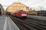 Chalk train hauled by 189 023 passes through Amsterdam Central Station on 28 September 2013.