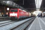 DB 189 027 with coal train at Amsterdam Central sttaion on 28 September 2013. The canopy makes photography rather tricky due to the uneven sunlight. The train also took me by surprise...