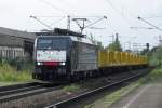 MRCE 189 112 with SBB Cargo International stickers halts for a moment in Kaldenkirchen on 29 August 2014.