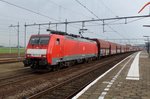 Coal train with 189 073 thunders through Lage Zwaluwe on 20 July 2016.