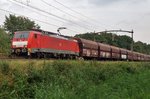 Coal train, headed by 189 034, passes Tilburg Warande on 22 September 2016.