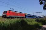 On 28 June 2019 DBC 189 043 hauls a car transport train through Oisterwijk.