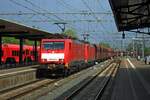 DBC 189 034 hauls a diverted iron ore train through Dordrecht station toward the Rotterdam port area on 18 May 2019.