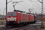 On 18 March 2018 DBC 189 027 hauls a coal train through Venlo-Vierpaardjes into Germany. Due to massive construction works to replace a busy railway crossing with an underway passage, this spot has disappeared as a vantage point.