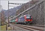 The 193 080, leased from SBB Cargo, is seen near Veytaux-Chillon with a freight train heading towards Valais. 

February 4, 2026