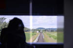 View through the driver's cab on the section between Rostock and Bad Doberan.