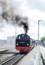 Steam locomotive 99 2321-0 »Molli« at Bad Doberan Station in Mecklenburg-Vorpommern, ready for departure to Kühlungsborn. Date: 7th June 2025.