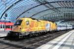 PKP Advertiser 370 009 (Gdansk Stadium) has just ended its journey from Warsaw-Wschodnia, Berlin Hbf, 6 June 2013. NOte the appalling affect of the roof om the loco. 