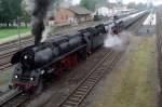 Pity fo the bad weather on Sunday 21 September 2014: 01 1533 readies herself to pull one of the many steam shuttles acorss the Schiefe Ebene from Neuenmarkt-Wirsberg (where this picture was taken).