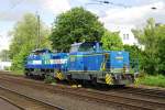 Mittel Weser Bahn V 762 passes Rheinhausen on 15 May 2012.