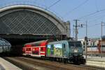 On 9 April 2018 DB Regio 146 010 calls at Dresden Hbf.