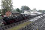 Pity fo the bad weather on Sunday 21 September 2014: 011 075 (from Rotterdam)  readies herself to pull one of the many steam shuttles acorss the Schiefe Ebene from Neuenmarkt-Wirsberg (where this picture was taken).