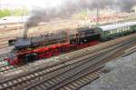 Extra steam train headed by 23 1019 leaves Dresden Hbf on 12 April 2014.