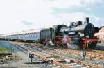 On 23 May 2010 a steam shuttle to Marktschorgast leaves Neuenmarkt-Wirsberg, being headed by 38 1301.