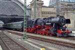 On 8 April 2017 extra train with 52 8131 enters Dresden Hbf.