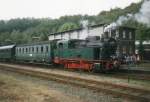 HesperTalBahn Lok 4 with old DRG stock at the Museum in Bochum-Dahlhausen on 17 July 1998.
