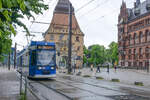 Tram 659 RSAG (Rostocker Straßenbahn AG) on line 6 photographed in front of Steintor in Rostock Date: 8th June 2025.