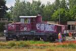 Diesel locomotive 2255 205-6 shunting freight wagons in the depot of Ferrara station. May.8th,.2025