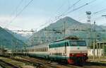 On a sunny 19 May 2006, FS 444 104 hauls a Milano bound EuroCity out of Domodossola.