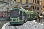 Tram 9022 turns into the street with the stop Roma Termini.
