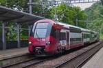 CFL 2203 in the new livery, stops at the platform in Pffafenthal – Kirchberg. June.10.2024