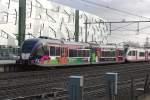 Veolia 202 in Floriade-advertising livery enters Nijmegen Centraal on 12 August 2012.