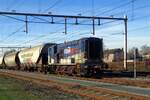 On 21 January 2019 RailPro 601 hauls a set of cereals wagons out of Oss station toward Oss-Elzenburg.