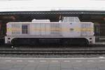 Side view on 2530 at Nijmegen on 15 December 2024. The last of a 130-strong Class of Alsthom-build Diesel locomotives, 2530 qwas equipped with a raised cab (and lower bonnets) to improve the driver's  view. Due to the strong emphasis on electrification of the Dutch railways (that commenced from 1934 on and was only interrupted by WW-2) the 2530 remained a one-off. After service with the Netherlands State Railways NS she was sold to VSM that returned this loco into her pruple/lila colours, earning her the nickname Bisshop (at requests from the three Dutch southern provinces Gelderland, Noord-Brabant and Limburg, these being staunchly Roman Catholic in the 1950s and 1960s). 