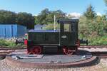 Little shunter MBS-10 stands on the small turn table(t) at the MBS outer station of Boekelo on 14 October 2023.
