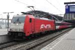 NS HiSpeed/FYRA 186 114 awaits departure to Rotterdam and Breda at Amsterdam Centraal on 16 October 2013. FYRA is about to be dismantled in 2014 and incorporated within the NS firm.