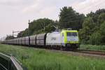 Coal train with 186 154 passes the photographer at Dordrecht Zuid on 19 July 2018. 