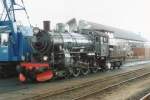 A Swedish steam loco in the Netherlands! ZLSM (Zuid-Limburgsche Stoomtrein Maatschappij) has bought four ex-SJ steamers in 1994. One of these, Ten Wheeler 1220 stands at Beekbergen on 4 September 2007.
