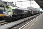 CapTrain 6601 with 'Transwaggon' train arrives at Roosendaal on a grey 22 August 2013.