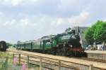 A Swedish steam loco in the Netherlands! ZLSM (Zuid-Limburgsche Stoomtrein Maatschappij) has bought four ex-SJ steamers in 1994. One of these, Ten Wheeler 1289 stands with a steam shuttle in Simpelveld, the ZLSM's base, on 11 July 2011. 

