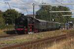 VSM's 50 307 hauls a steam  train through Wijchen station on 28 September 2024.