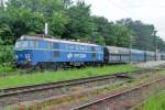 On a grey 28 May 2015 PKP ET22-906 hauls a coal train through Gliwice-Labedy.