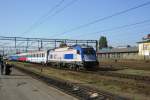 PKP 370 006 enters Poznan Glowny with an overnight train from Amsterdam with a portion for Warsaw and one for Moscow. It is a sunny 30 April 2011.