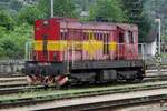 ZSSK 'Kocour' 742 386 runs round at Zilina on 15 May 2018.