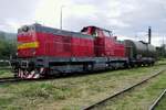 T466 0254 stands with a tank wagon in Vrutky Nakladi Stanica during an Open day on 30 May 2015.
