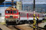 ZSSK 721 110 shunts Rychlyk stock at Kosice on 14 May 2018.