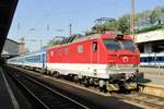 ZSSK 350 003 stands with the METROPOLITAN service to Praha via Sturovo and Bratislava in Budapest Nyugati on 11 May 2018. 