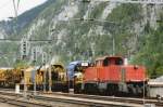 On 23 September 2010 SBB Am 841 035 with engineering train stood at Gschenen on the Gottard route.