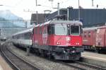 SBB LION 420 220 waits for departure at Erstfeld on 4 June 2014.