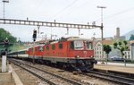 EuroCity from Milano calls at Bellinzona on 26 May 2007 with 11141 leading.