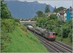 The SBB Re 4/4 II 11347 (Re 420 347-7) with a Cargo train by La Tour the Peilz.