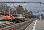 The IRSI Re 4/4 II 11387 (Re 421 387-2) in service by the BAM MBC is in Morges on the way to Lausanne Triage

04.03.2024
