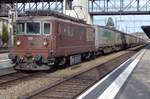 BLS 189 hauls the Ambrogio-shuttle through Spiez on 24 March 2017.